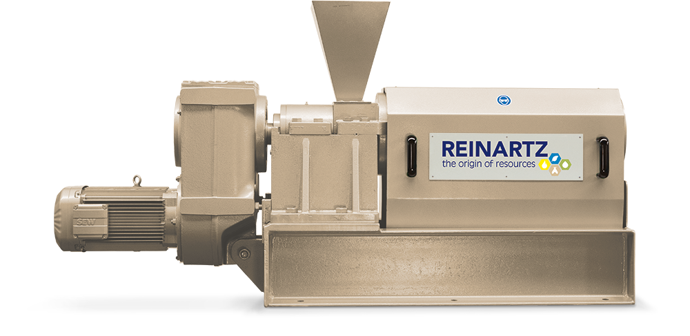 德國 REINARTZ TP 07 昆蟲脫脂螺旋壓榨機 — 適用於乾燥黑水虻幼蟲冷壓脫脂，裝機功率 7.5 kW，機架底座整合式油脂收集槽設計