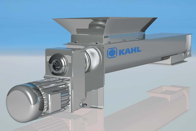 KAHL 計量輸送螺桿，模組化料槽結構，用於散裝物料連續輸送